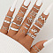 21Pcs Alloy with Plastic Pearl Finger Rings, Cross/Flower/Leaf, Platinum, Inner Diameter: 16~19mm