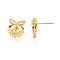 Bowknot Brass Micro Pave Clear Cubic Zirconia Stud Earrings Findings for Half Drilled Beads, Real 18K Gold Plated, Tray: 4mm, 14x13mm, Pin: 0.8mm