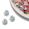 Alloy Enamel Pendants, Unicorn Charm, Golden, Dark Blue, 18x16mm