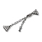 Brass Micro Pave Cubic Zirconia Chain Extender with Glass, Real Platinum Plated Necklace Layering Clasps, with Lobster Claw Clasps, Triangle, Black, 69mm