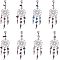 Alloy Pendants, Woven Net/Web with Feather, with Gemstone Beads and Brass Lobster Claw Clasps, Antique Silver and Platinum, Antique Silver, 85.5mm