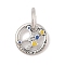 Luminous 925 Sterling Silver Rhinestone Constellation Charms, Glow in the Dark Enamel Constellation Charms with Oval Jump Rings, Antique Silver, Virgo, 11.5x2mm, Hole: 4x5mm
