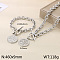Flat Round with Tree of Life 304 Stainless Steel Pendant Necklaces & Charm Bracelets Sets, Stainless Steel Color, 460mm