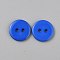 Resin Buttons, 2-Hole, Flat Round, Blue, 15x2mm, Hole: 2mm