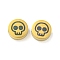 Halloween Theme 304 Stainless Steel Beads, Real 18K Gold Plated, Flat Round, Skull, 8x3mm, Hole: 2mm