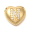 Rack Plating Brass Micro Pave Cubic Zirconia Pendants, Cadmium Free & Lead Free, Heart with Letter A~Z Charms, Real 18K Gold Plated, Letter N, 14.5x16x6mm, Hole: 3mm