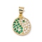 Brass Micro Pave Cubic Zirconia Charms Real 18K Gold Plated, Cadmium Free & Lead Free, Yin-yang, Sea Green, 14x12x3mm, Hole: 3x4mm
