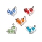 Glass Pendants, Heart, with ABS Plastic Imitation Pearl & Alloy Pendants, Faceted(32 Faceted), Mixed Color, 13~14.5x15.5x4mm, Hole: 1~1.2mm