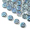Electroplate Glass Beads, Flat Round with Letter, Light Steel Blue, Letter H, 9.5~10x4~5mm, Hole: 1mm, about 30pcs/set