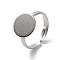 Non-Tarnish 304 Stainless Steel Pad Ring Settings, Flat Round, Stainless Steel Color, US Size 7 1/4(17.5mm), Tray: 12mm