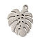 Non-Tarnish 201 Stainless Steel Pendants, Tropical Leaf Charms, Monstera Leaf, Stainless Steel Color, 16x12x1mm, Hole: 1.4mm