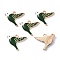 Alloy Enamel Pendant, Light Gold, Bird, Dark Green, 17x20x3mm, Hole: 1.5mm