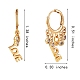 Word Love Brass Dangle Huggie Hoop Earrings EJEW-SW00001-03-7