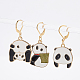 Nbeads 6 pièces 6 style panda et feuille de bambou alliage émail balancent boucles d'oreilles à levier pour les femmes HJEW-NB0001-37-5