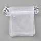 レクタングルオーガンジーバッグ巾着袋  ホワイト  10x8cm X-OP059-1-3
