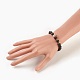 Bracelets extensibles en perles d'agate noire naturelle (teintes) BJEW-JB03966-4