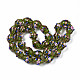 手作りゴールドパウダー入りランプワークビーズ連売り  花と卵形  オリーブ  16~17x13~15x12~13mm  穴：1.4~1.8mm  約30個/連  19.69インチ（50cm） LAMP-N021-40F-2