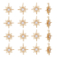 Hobbiesay 16 pcs 18k plaqué or étoile charme cubique en laiton boucle d'oreille charme pendentif rond zircon boucle d'oreille bracelet accessoire pendentif étoile pour la fabrication de bijoux boucles d'oreilles ras du cou pendentif KK-HY0002-89-1
