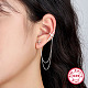 Boucles d'oreilles puces chaîne en argent sterling plaqué rhodium 925 PT9843-3-2