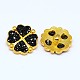 Eco-Friendly Alloy Rhinestone Clover Jewelry Snap Buttons X-SNAP-F004-66F-NR-1