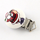 Christmas Santa Claus Pattern Printed Wooden Baby Pacifier Holder Clip with Iron Clasp WOOD-R251-03G-1