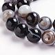 Chapelets de perles en agate à rayures noires naturelles/perles d'agate à bandes G-J359-01-10mm-3