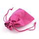 ポリエステル模造黄麻布包装袋巾着袋  クリスマスのために  結婚式のパーティーとdiyクラフトパッキング  濃いピンク  9x7cm ABAG-R005-9x7-08-3