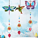 Ahadermaker 3 pièces 3 style fer colibri papillon libellule pendentif décorations DIY-GA0005-48-4