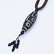 Natural Agate Tibetan Style dZi Pendant Necklaces NJEW-P198-01-3