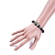 Bracelets extensibles à perles rondes en pierre de lave naturelle BJEW-JB05118-05-4