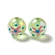 Perles rondes acryliques craquelées transparentes de couleur ab OACR-A013-04D-3