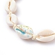 Регулируемые плетеные ожерелья из бусин и ракушек каури с принтом NJEW-JN02790-01-3