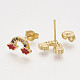 Brass Cubic Zirconia Stud Earrings EJEW-S201-169B-2