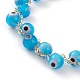 Bracelets de perles faits à la main au chalumeau mauvais œil BJEW-JB05856-03-2