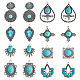 SUNNYCLUE 1 Box 16Pcs 8 Styles Large Turquoise Charms Gemstone Charms Vintage Style Synthetic Turquoise Stone Retro Alloy Fish Teardrop Square Big Charms for Jewelry Making Charm DIY Craft Supplies FIND-SC0003-47-1