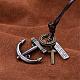 Adjustable Men's Zinc Alloy Pendant and Leather Cord Lariat Necklaces NJEW-BB16004-B-5