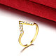 女性のための V シェイプデザイン錫合金チェコラインストーン指輪  ゴールドカラー  usサイズ7（17.3mm） RJEW-BB14521-7-4