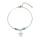 304 bracelet de cheville breloque tortue en acier inoxydable avec perles rondes en jade blanc naturel pour femme AJEW-AN00498-04-1