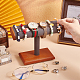 Bar en forme de t en bois recouvert de présentoirs à bracelets en microfibre BDIS-WH0014-01-3