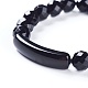 Natural Black Agate Round Beads Stretch Bracelets BJEW-L659-02A-3