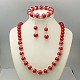 Glass Pearl Jewelry Sets: Earrings SJEW-JS00244-17-1