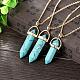 Bullet Natural Turquoise Pointed Pendant Necklaces NJEW-BB00024-03-4