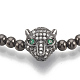 Brass Braided Bead Bracelets ZIRC-T006-21B-01-2