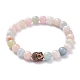 Natural Morganite Round Beads Stretch Bracelet for Teen Girl Women BJEW-JB07061-4
