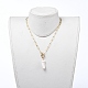 Natural Baroque Pearl Keshi Pearl Pendant Necklaces NJEW-JN02814-3