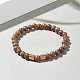 Natural Wenge Wood Round Beaded Stretch Bracelet with Synthetic Hematite for Men Women BJEW-JB07549-03-2