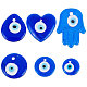 Sunnyclue 1 caja 12 piezas 6 estilos de vidrio mal de ojo encanto murano abalorios azul mano de hamsa corazón amor encanto para hacer joyas encantos mujeres adultos diy pulsera collar pendientes suministros de artesanía LAMP-SC0001-18-1