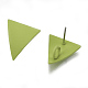 スプレー塗装鉄スタッドピアスパーツ  カン付き  スチールピン  三角形  黄緑  15.5x14.5mm  穴：3.5mm  ピン：0.7mm IFIN-S703-02-1