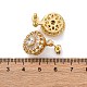 Orecchini a bottone in ottone con zirconi chiari e micro pavè&nbsp;EJEW-C130-01G-5