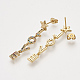 Brass Cubic Zirconia Stud Earrings EJEW-S201-154-2